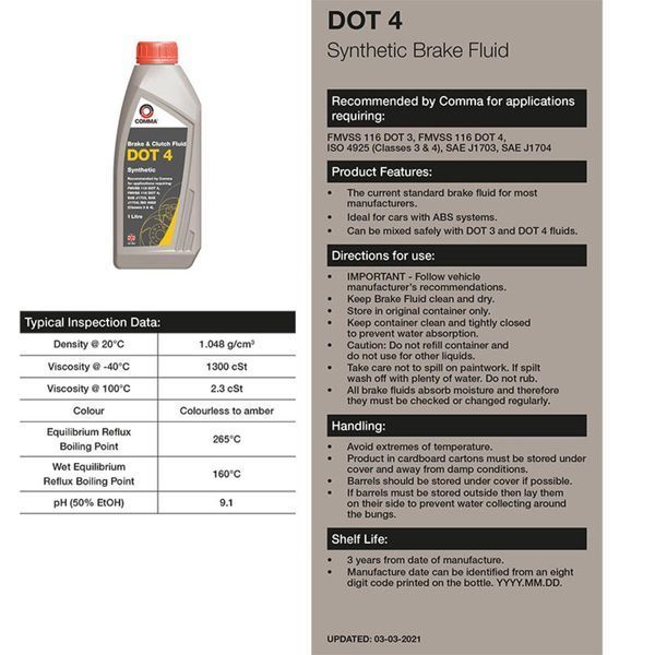 Тормозная жидкость Comma DOT 4 BRAKE FLUID 5л LI_BF45L фото