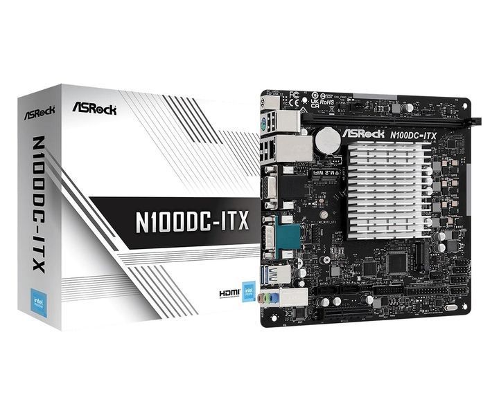 Материнская плата ASRock N100DC-ITX Intel Quad core N100 (3.4GHz) 1xDDR4 M.2 HDMI mITX RC_N100DC-ITX фото