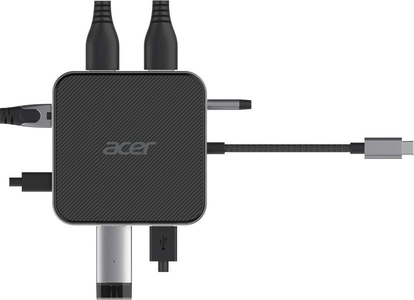 Acer Хаб USB-С > HDMI/DP/2xUSB-A3.2/USB-C/RJ45/mini-jack, 0.15м, чорний RC_HP.DSCAB.013 фото
