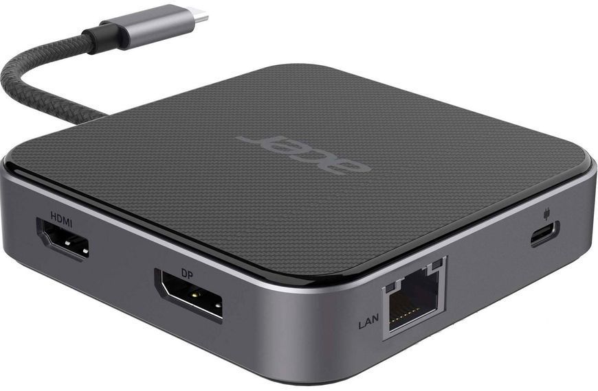 Acer Хаб USB-С > HDMI/DP/2xUSB-A3.2/USB-C/RJ45/mini-jack, 0.15м, чорний RC_HP.DSCAB.013 фото
