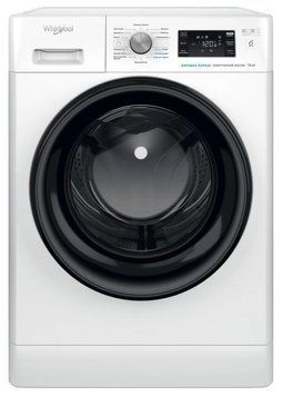 Стиральная машина Whirlpool фронтальная, 10кг, 1400, A+++, 60см, дисплей, пара, инвертор, черный люк, белый RC_FFB10469BVUA фото
