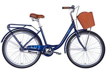 Велосипед ST 26" Dorozhnik LUX Velosteel рама-17" синий с голубым (матовый) с багажником задн. St с корзиной VT_OPS-D-26-237 фото