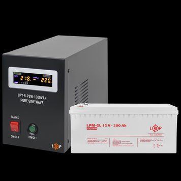 Комплект резервного живлення для котла і теплої підлоги LP (LogicPower) ДБЖ + гелева батарея (UPS B1000VA + АКБ GL 2700W) LP_5870 фото