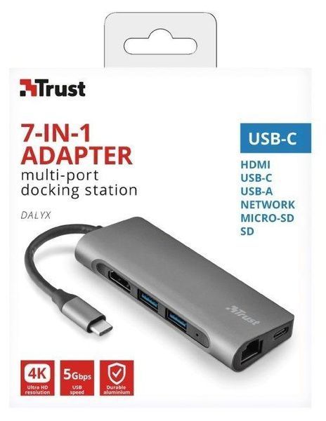USB-хаб DALYX 7-IN-1 USB-C ALUMINIUM Trust RC_23775_TRUST фото