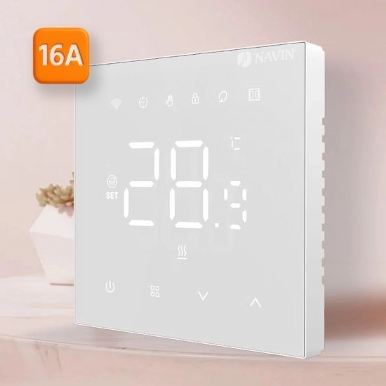 Терморегулятор Navin WT410W-16A 5...35 &deg;C для теплої підлоги електронний Wi-Fi Tuya, Smart Life вбудований дротовий датчик 16A 230В білий RC_24-160273-8686 фото