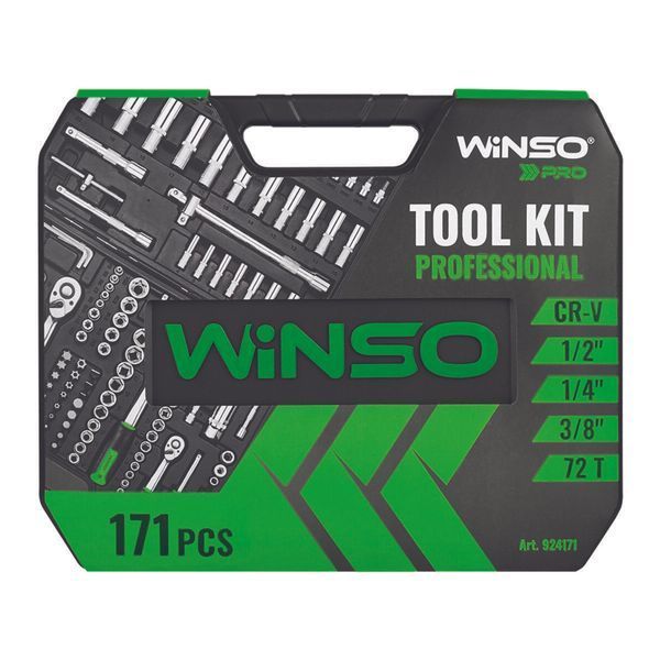 Професійний набір інструментів в кейсі Winso Pro 1/2", 1/4", 3/8" 72T, CR-V, 171од. LI_924171 фото