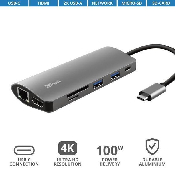 USB-хаб DALYX 7-IN-1 USB-C ALUMINIUM Trust RC_23775_TRUST фото