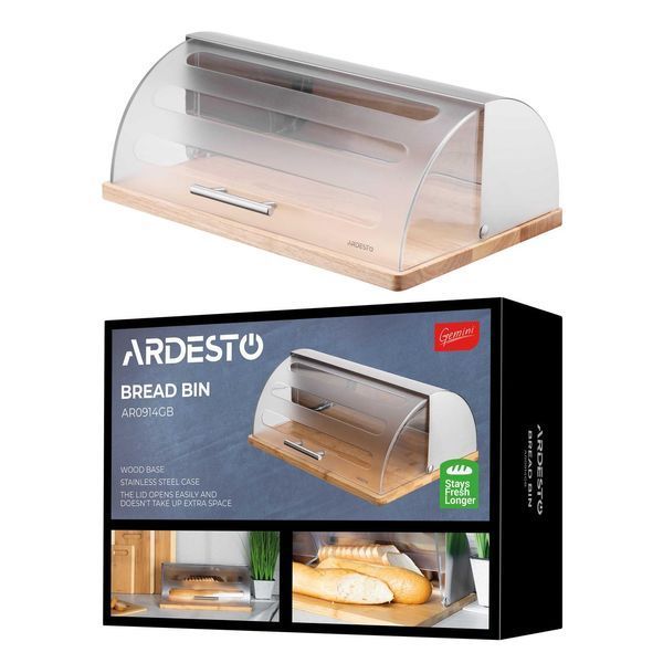 ARDESTO Хлібниця Gemini 39х27х15см, дерево, пластик, нержавіюча сталь RC_AR0914GB фото
