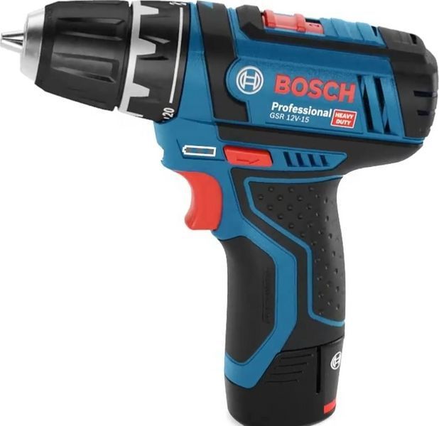 Bosch Шуруповерт-дриль акумуляторний Professional GSR 12V-15, 12В 2х2А/год, 15-30 Нм, 0-400/400-1300 об/хв, RC_0.601.868.10G фото