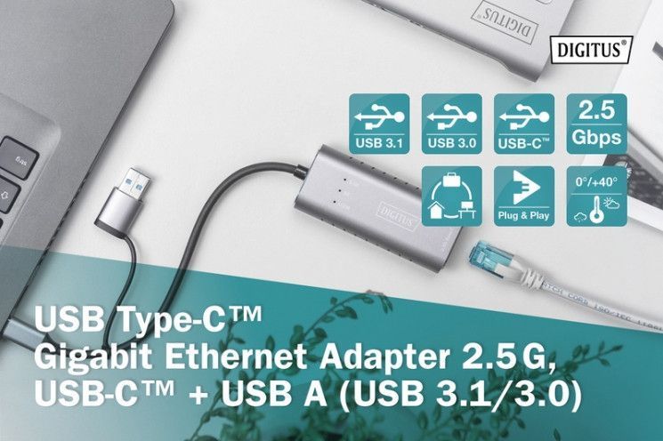 Адаптер Digitus USB-C/USB 3.0 - 2.5 Gbps Ethernet RC_DN-3028 фото