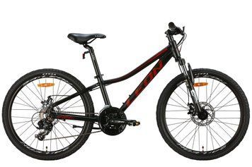 Велосипед алюміній 24" Leon JUNIOR AM DD рама-12" чорний з червоним (матовий) 2024 VT_OPS-LN-24-092 фото