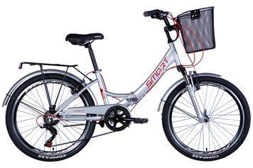 Велосипед ST 24" Formula SMART FRW AM Vbr трещотка рама-15" серебристый с багажником задн St с корзиной St с VT_OPS-FR-24-414 фото