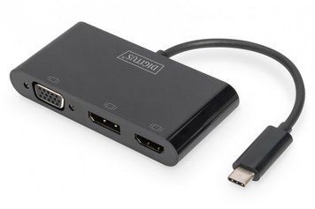 Адаптер Digitus USB-C - HDMI+DP+VGA, M/F, 0.11 m RC_DA-70859 фото