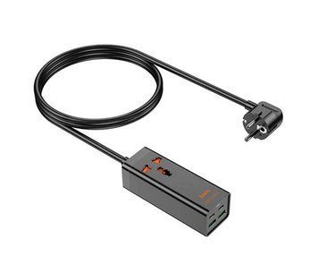 Сетевой фильтр HOCO AC10A на 1 розетку + 2 USB+ 2 USB-C, мощность - 65 Вт, кабель - 1,5 м, питание - 220 В, U_35125 фото