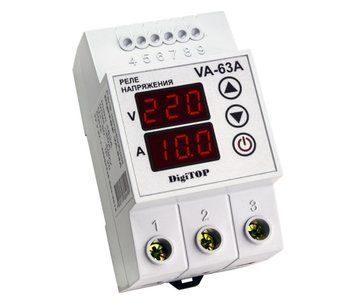 Защитное реле с контролем тока и напряжения VA-63A на DIN-рейку, 63А, 1100Вт, 120-270В U_35362 фото