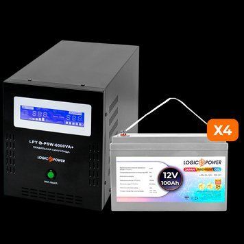 Комплект резервного живлення LP (LogicPower) ДБЖ + гелева батарея (UPS B6000 + АКБ GL 1200W) LP_18059 фото