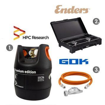 Набір: плита Enders Dalgety Black 2+ балон HPCR 12,7л з відсікачем + комплект підключення БЕЗКОШТОВНА ДОСТАВКА!!! EN_1855NP12 фото