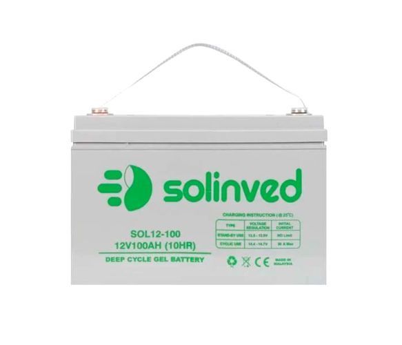 Аккумуляторная батарея SOLINVED 100-12 GEL 12V 100 Ah (330 x 173 x 218), 30.4 kg Grey Q1/48 U_37423 фото