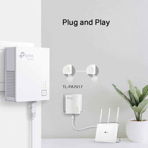 Адаптер Powerline TL-PA7017KIT 2PK AV1000 1xGE TP-Link RC_TL-PA7017KIT фото
