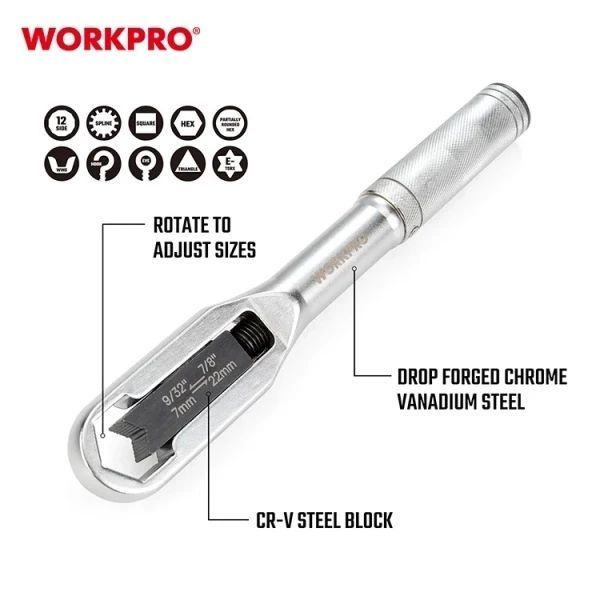Універсальний розвідний ключ WORKPRO 7-22 мм PRO WP272015 DC_409943 фото