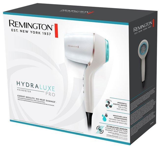 Фен HYDRAluxe PRO, 2200Вт, режимов-3, дифузор, иониз-я, хол. обдув, белый Remington RC_EC9001 фото