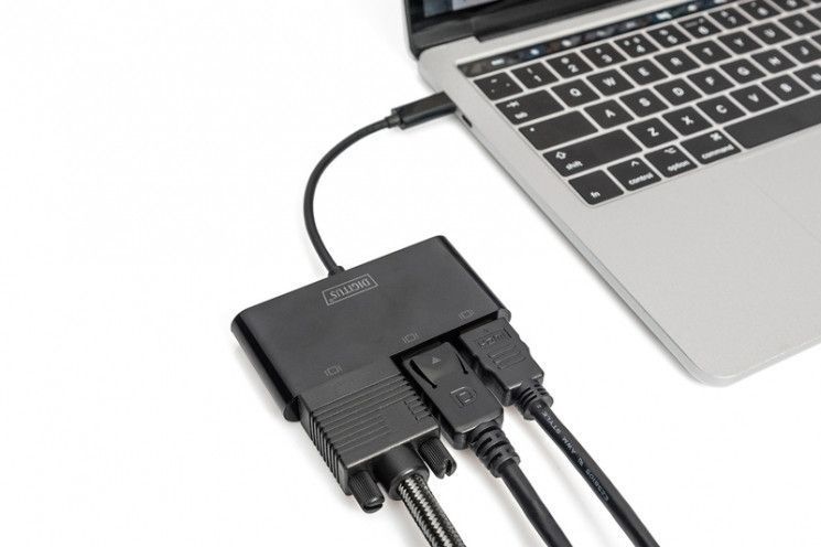 Адаптер Digitus USB-C - HDMI+DP+VGA, M/F, 0.11 m RC_DA-70859 фото