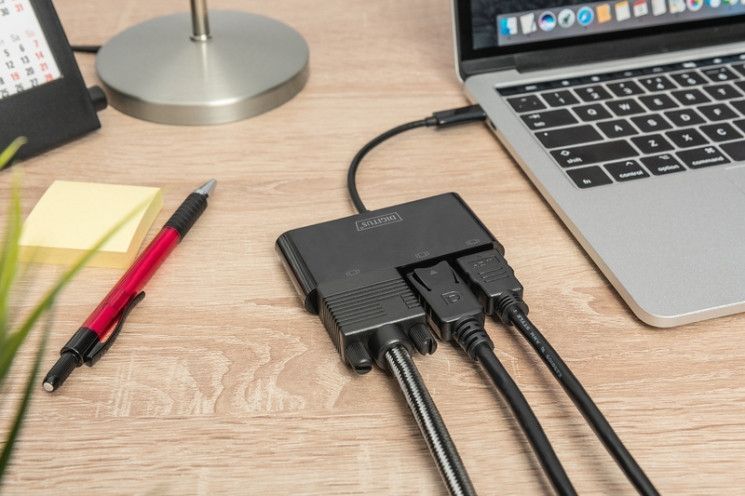 Адаптер Digitus USB-C - HDMI+DP+VGA, M/F, 0.11 m RC_DA-70859 фото