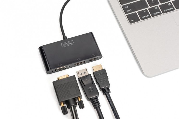 Адаптер Digitus USB-C - HDMI+DP+VGA, M/F, 0.11 m RC_DA-70859 фото