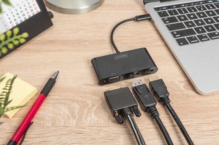 Адаптер Digitus USB-C - HDMI+DP+VGA, M/F, 0.11 m RC_DA-70859 фото