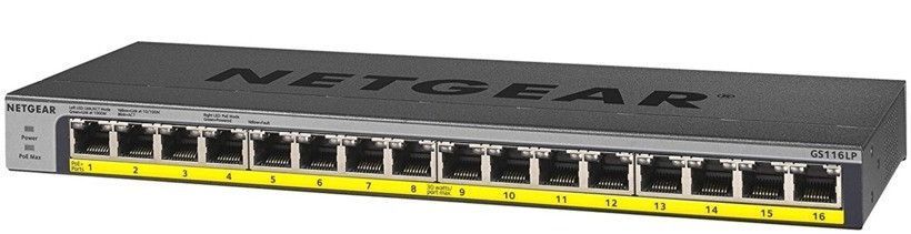 Комутатор NETGEAR GS116LP 16xGE PoE, 76Вт, Некерований RC_GS116LP-100EUS фото