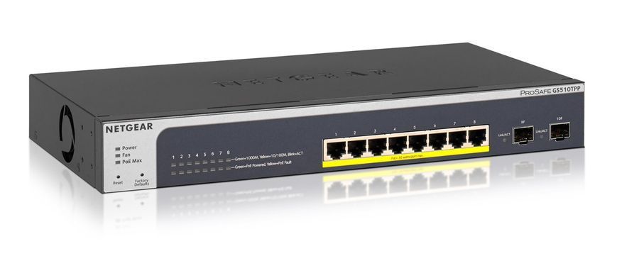 Коммутатор NETGEAR GS510TPP 8xGE PoE, 2xSFP, 190Вт, Управляемый L2 RC_GS510TPP-100EUS фото