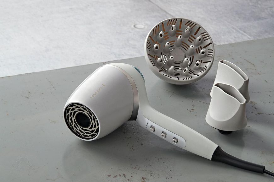Фен HYDRAluxe PRO, 2200Вт, режимов-3, дифузор, иониз-я, хол. обдув, белый Remington RC_EC9001 фото