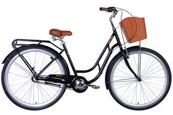 Велосипед сталь 28 Dorozhnik RETRO планет. рама-19" чорний з багажником задн St з корзиною Pl з крилом St 2024 VT_OPS-D-28-385 фото