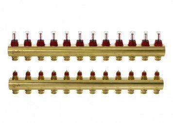 Колектор Danfoss FHF 12+12 з ротаметрами, латунний RC_088U0532 фото