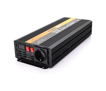 Інвертор напруги POWERMASTER-1500 (900Вт) 12/220V approximated 1 універсальна розетка клем + крокодили U_28680 фото