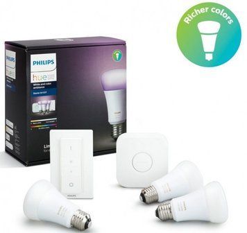Стартовый комплект Philips Hue Color (Bridge, Dimmer, лампа E27 RGB 3шт) RC_929002216825 фото