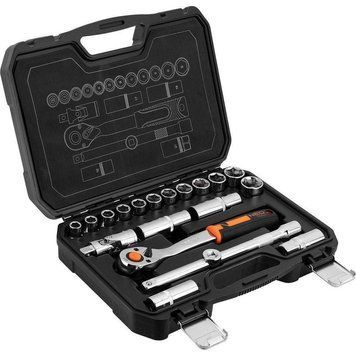 Набор инструментов Neo Tools, Набор торцевых головок, 20шт, 1/2" трещотка 90 зубцов, CrV, кейс RC_10-032N фото