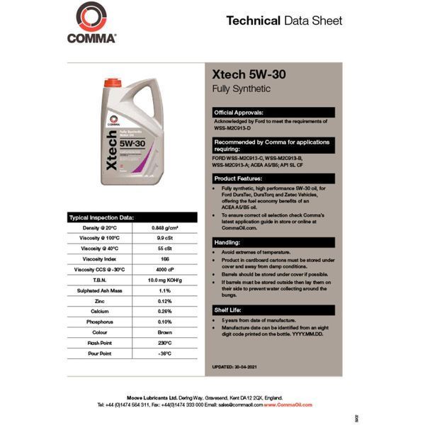Моторное масло Comma XTECH 5W-30 5л LI_XTC5L фото