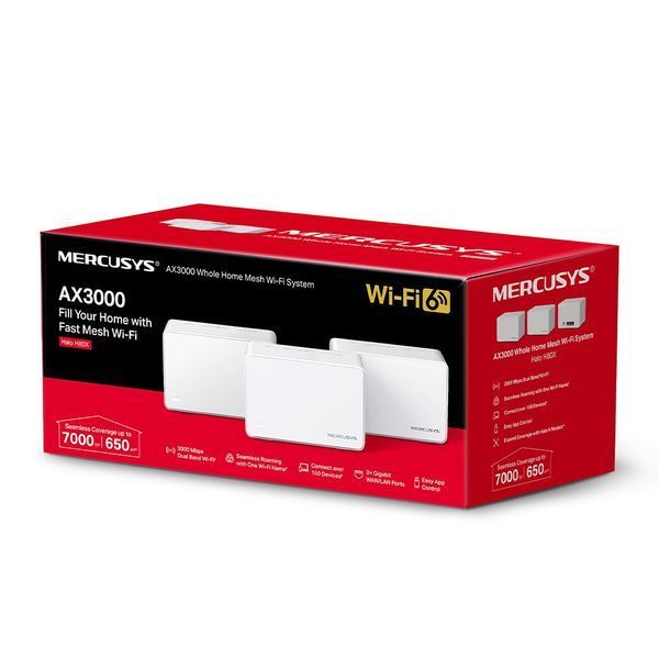 Система WiFi-Mesh MERCUSYS Halo H80X AX3000, 3xGE LAN/WAN, 3 мод RC_HALO-H80X-3-PACK фото