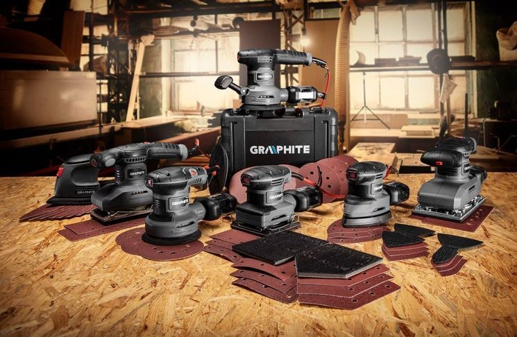 Шліфмашина ексцентрикова GRAPHITE 300Вт 125мм 7000-13000об/хв орбіта 1мм 1.21кг RC_59G348 фото