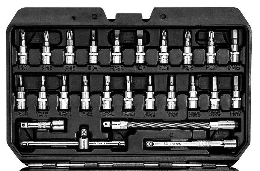 Набір інструментів Neo Tools, Набір торцевих головок, 73шт, 1/2" 1/4" CrV, кейс RC_10-054 фото