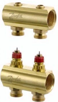 Колектор Danfoss FHF 2 + 2 без ротаметрів, латунний RC_088U0502 фото