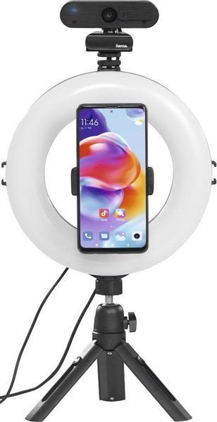 Трипод смартфона Hama Smart-80 V2, кулястий, 9.5cм, Bluetooth, зі світлодіодним кільцем, чорний RC_00004657 фото