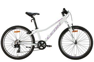 Велосипед алюміній 24" Leon JUNIOR AM Vbr рама-12" білий з бузковим 2024 VT_OPS-LN-24-095 фото