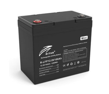 Акумуляторна батарея Ritar LiFePO4 12,8V 100Ah mini, 1280Wh BMS50@4S (229 х 138 х 210 мм), 9.9kg U_38096 фото