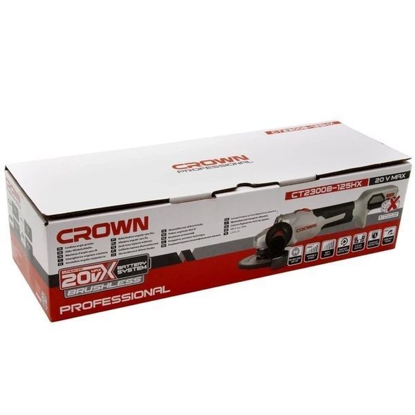 Кутова шліфувальна машина Crown CT23008-125HX (без акумулятору та зарядного пристрою) DC_409616 фото
