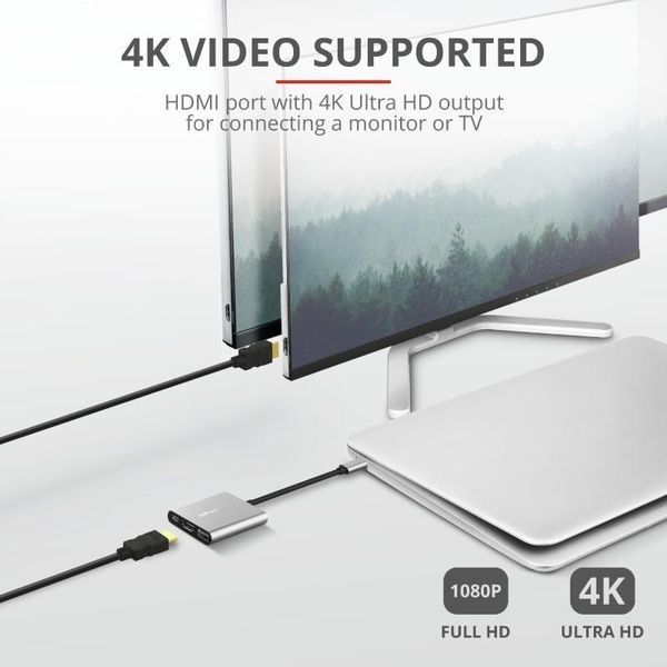 Хаб Trust Dalyx 3-in-1 USB-С > USB-А 3.2/USB-С/HDMI, Алюміній, 0.1м, чорний RC_23772_TRUST фото