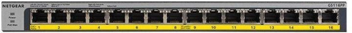 Комутатор NETGEAR GS116PP 16xGE PoE, 183Вт, Некерований RC_GS116PP-100EUS фото