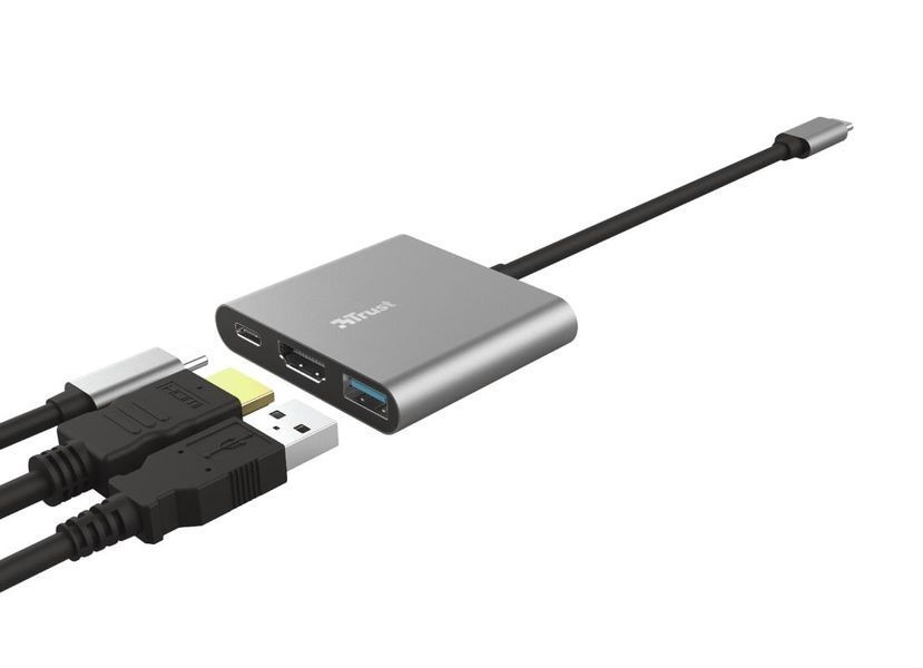 Хаб Trust Dalyx 3-in-1 USB-С > USB-А 3.2/USB-С/HDMI, Алюміній, 0.1м, чорний RC_23772_TRUST фото