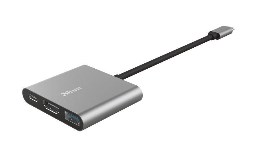 Хаб Trust Dalyx 3-in-1 USB-С > USB-А 3.2/USB-С/HDMI, Алюміній, 0.1м, чорний RC_23772_TRUST фото